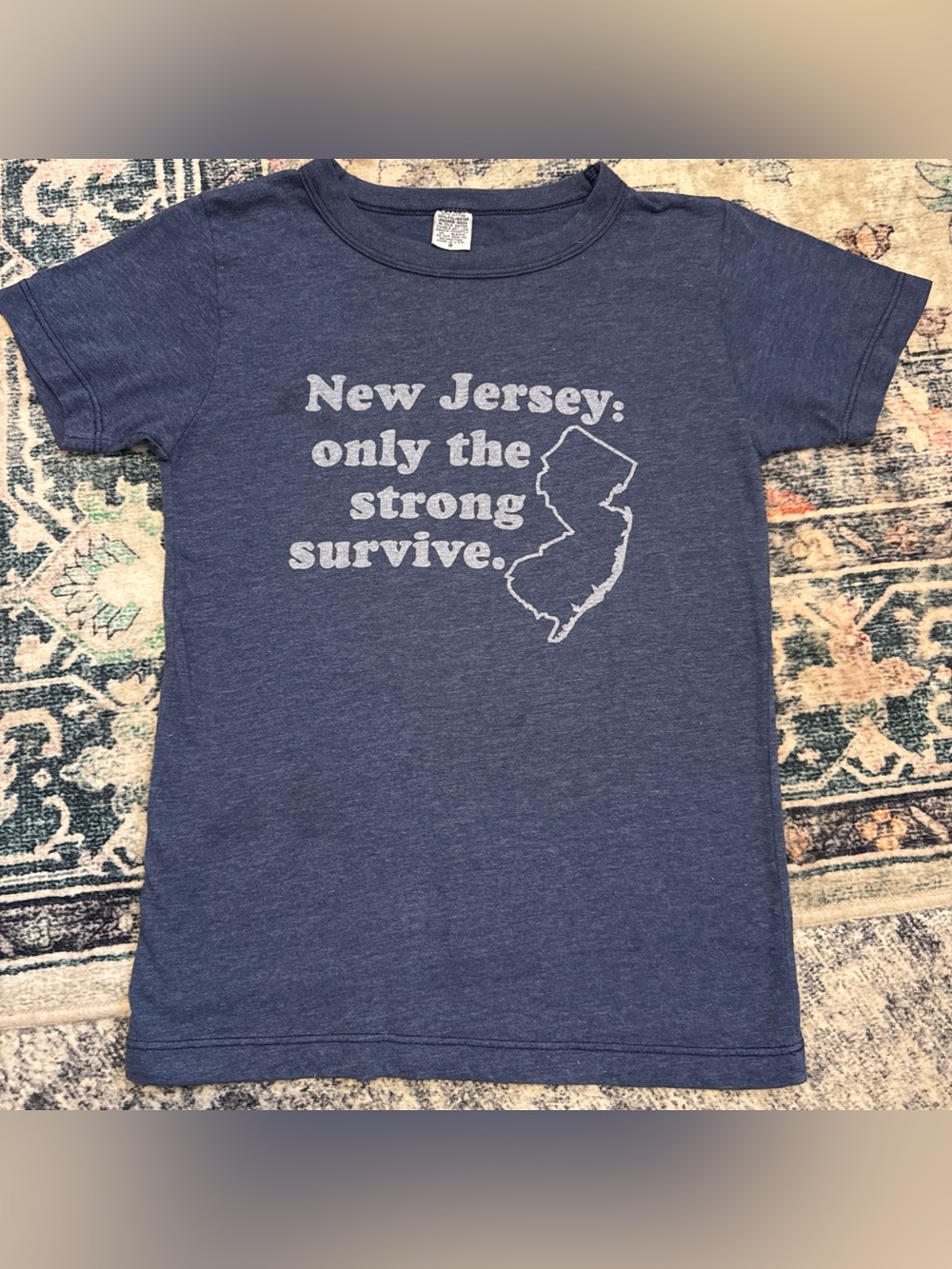 Vintage "New Jersey: Only the Strong Survive" Baby Tee | Graphic Tee | Size S